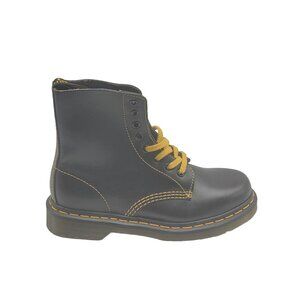 Dr. Martens 1460 Pascal Yellow Stitch Black Leather Men Boots‎ Size 5